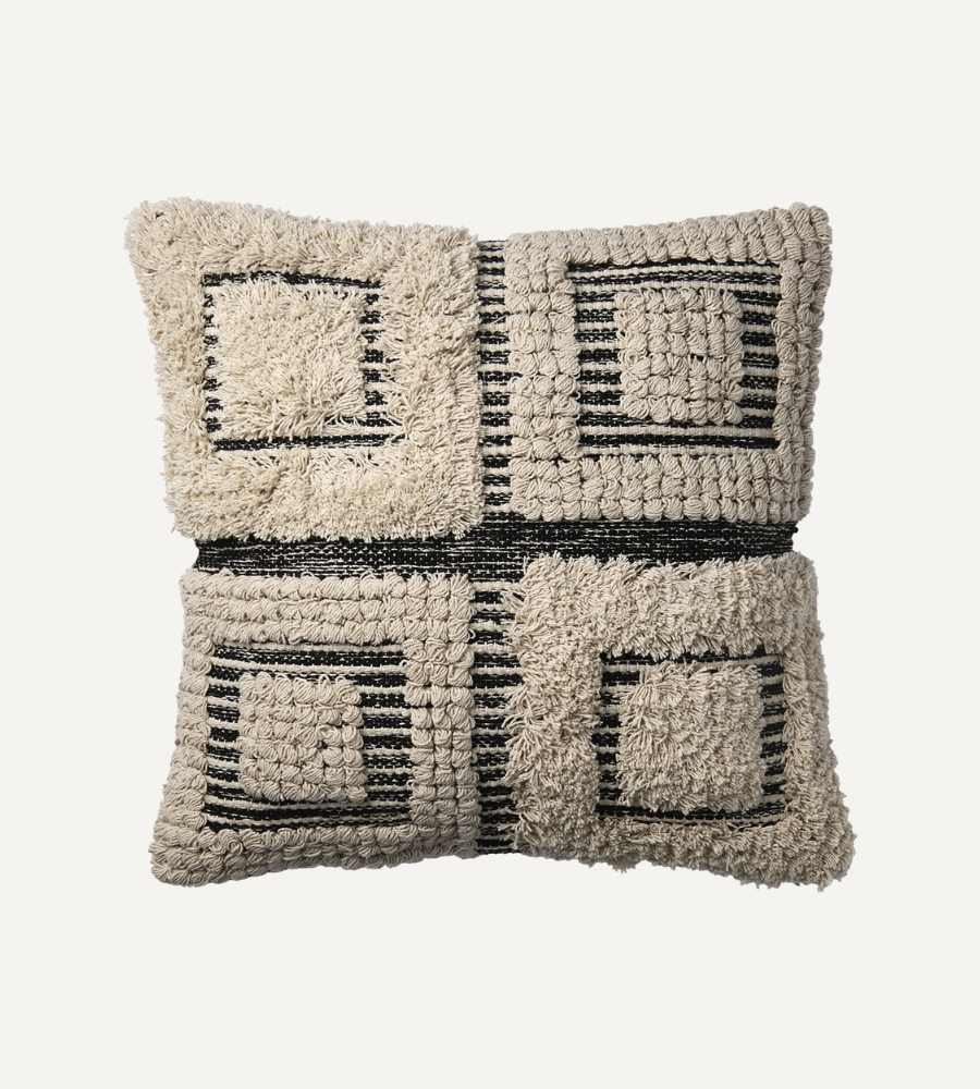 MINNA Kuddfodral, Elfenben/svart 50x50