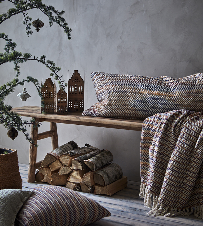 VILLAGE Ljuslykta hus, set om 3, Mässingsfärgad