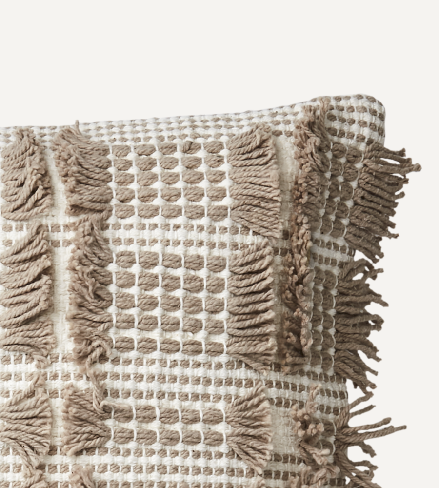 MINNA Kuddfodral, Vit/natur 50x50