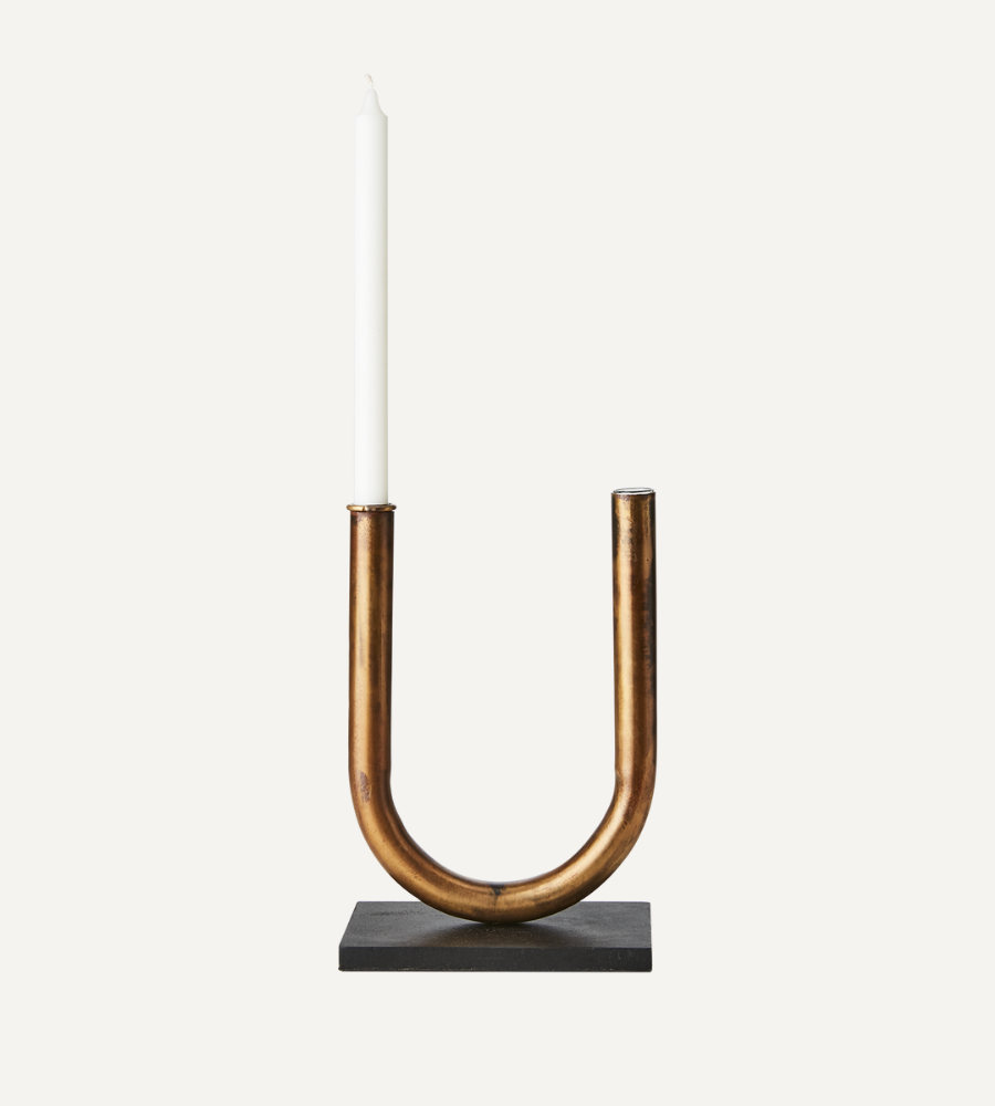 PIPER Ljusstake/vas, Kopparfärgad/svart