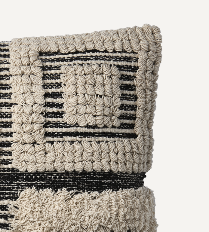 MINNA Kuddfodral, Elfenben/svart 50x50