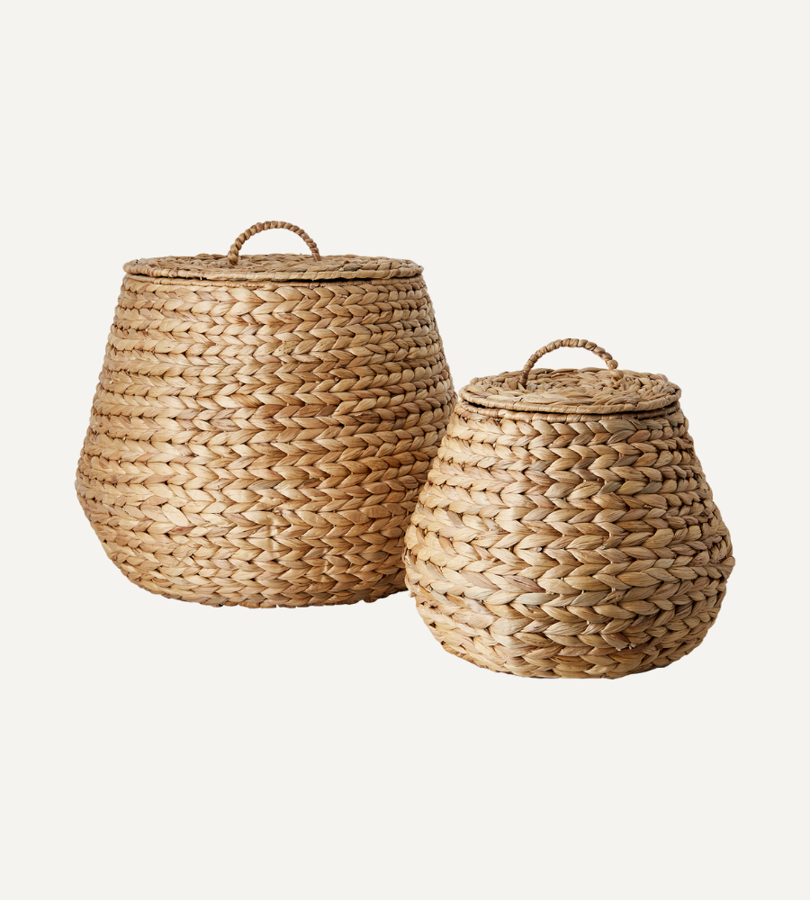 COLLECT Korg med lock, set om 2, Natur