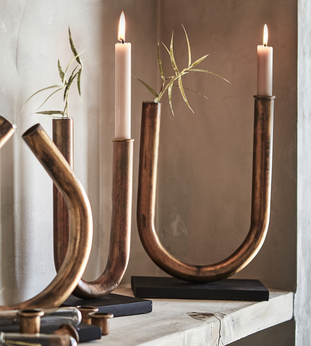 PIPER Ljusstake/vas, Kopparfärgad/svart