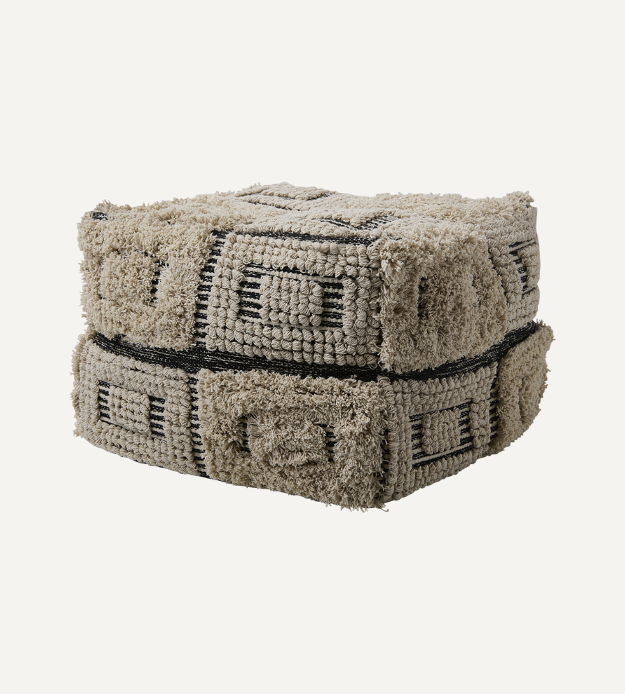 MINNA Sittpuff, Elfenben/svart