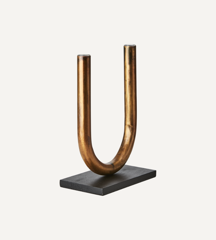 PIPER Ljusstake/vas, Kopparfärgad/svart