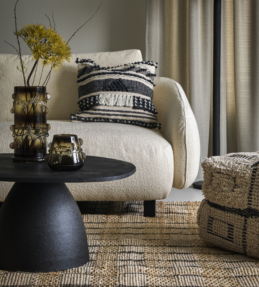 MINNA Sittpuff, Elfenben/svart