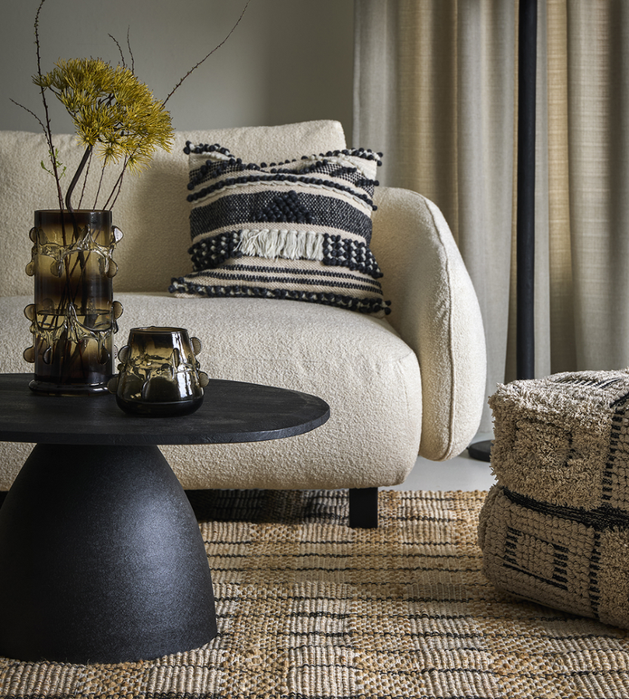 MINNA Sittpuff, Elfenben/svart