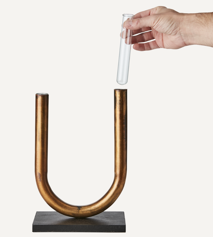 PIPER Ljusstake/vas, Kopparfärgad/svart