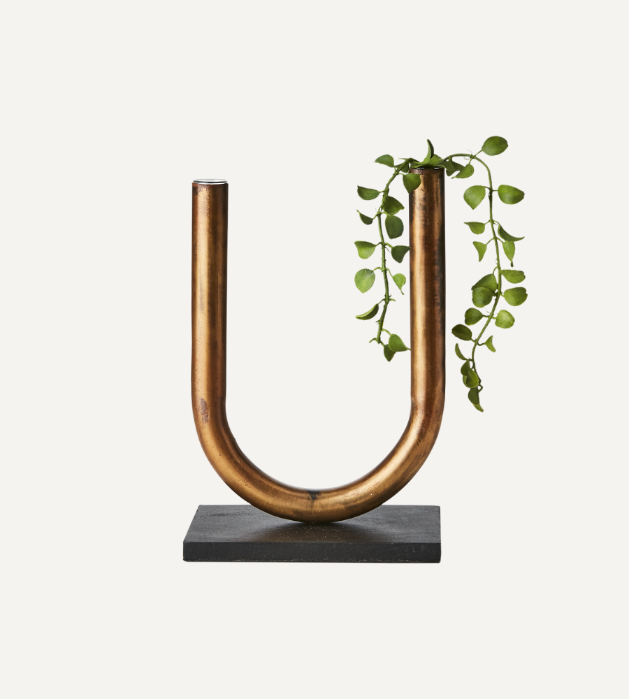 PIPER Ljusstake/vas, Kopparfärgad/svart