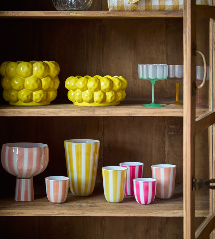 CIRCUS Skål på fot, Persika/vit