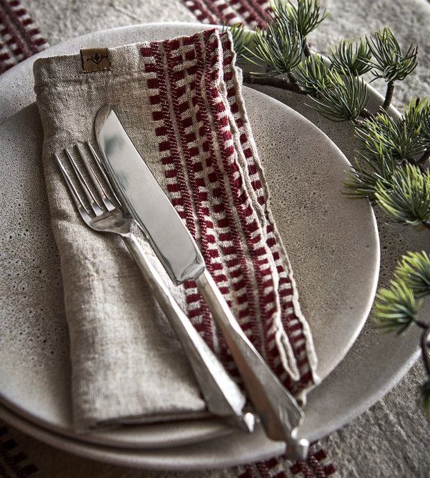 NOEL Servett, Röd/lingrå 4-PACK