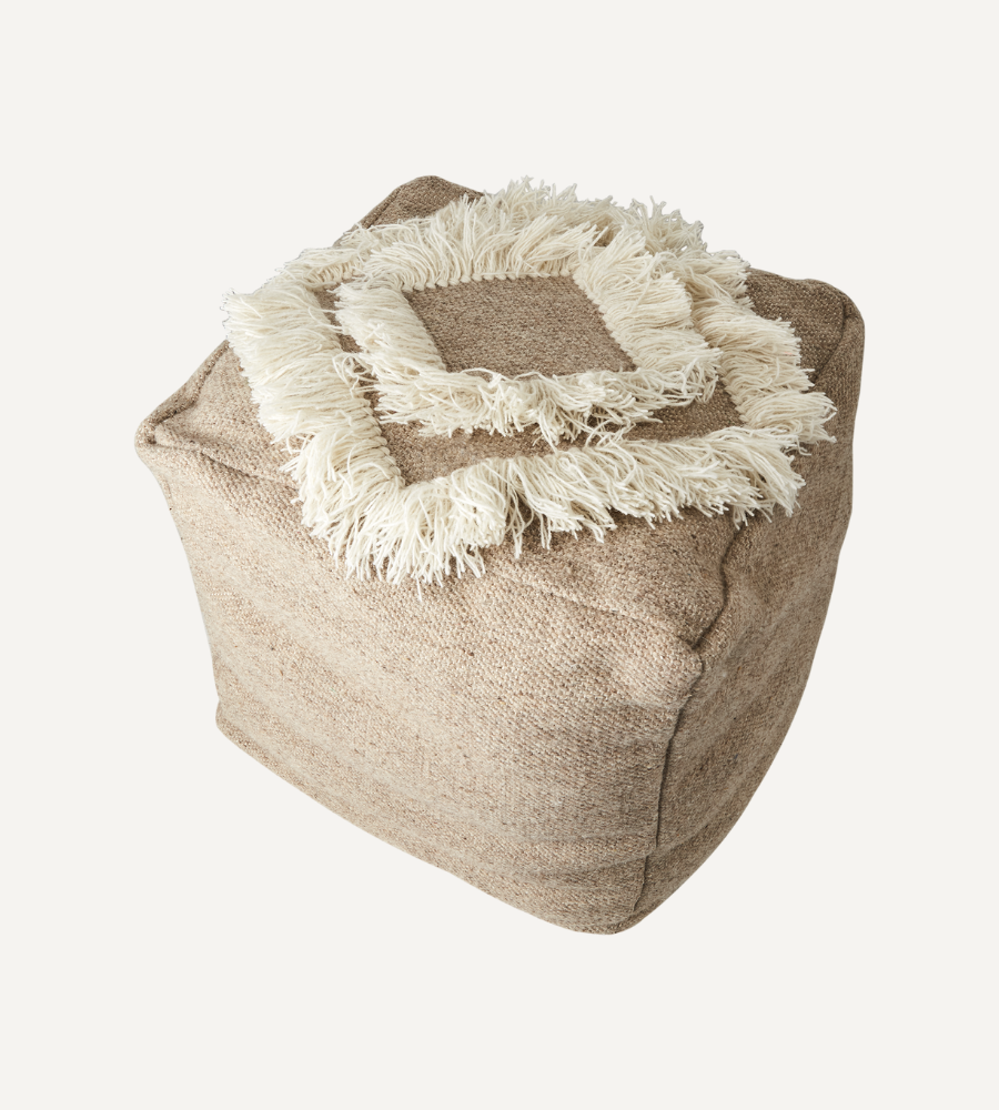 MINNA Sittpuff, Beige/elfenben