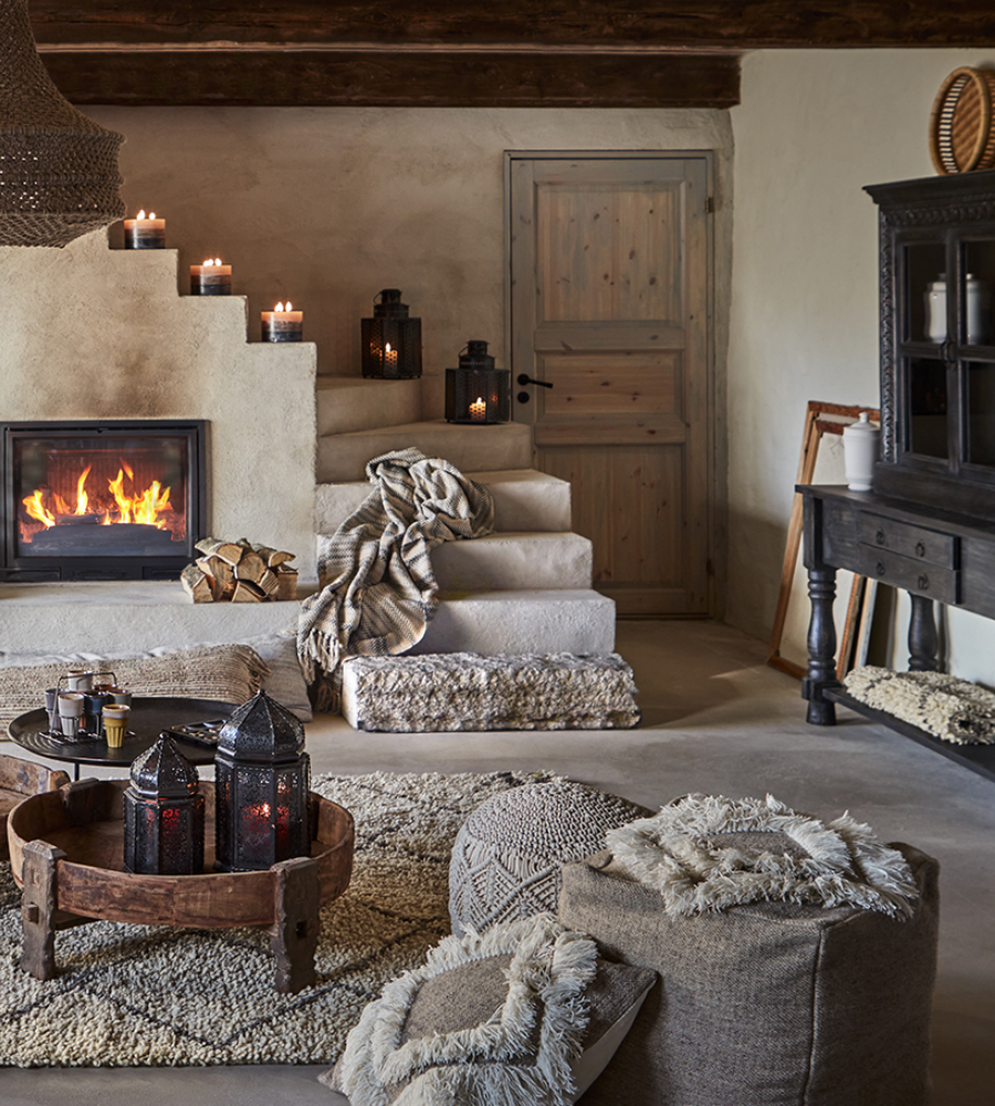 MINNA Sittpuff, Beige/elfenben