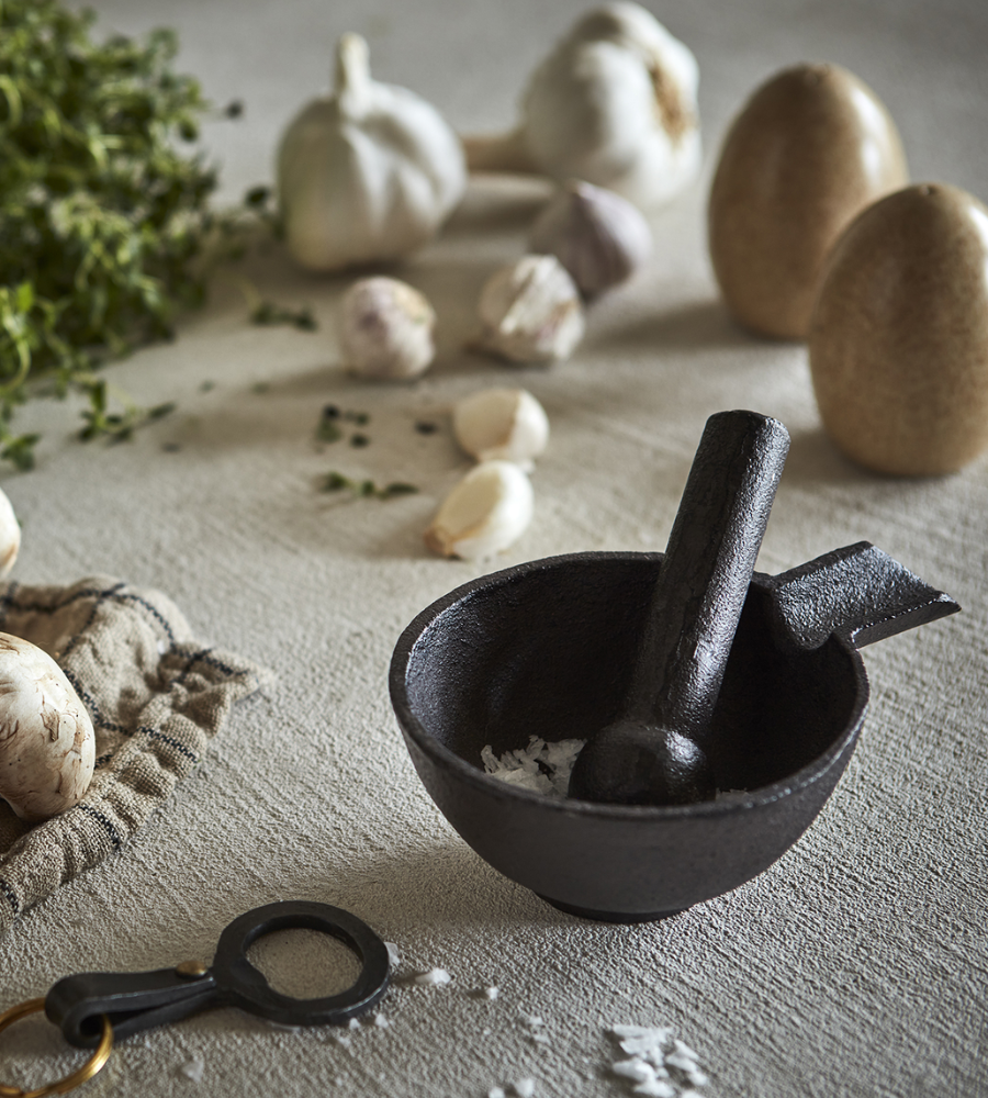 FREJ Mortel dekoration L, Brun/svart