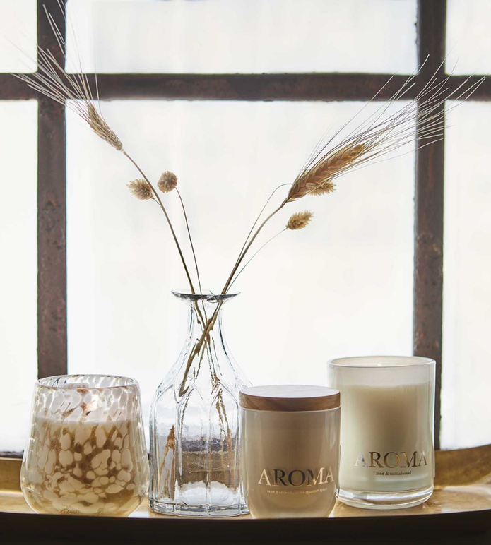 AROMA Doftljus S Lavender, orange & camomile, Brun/vit