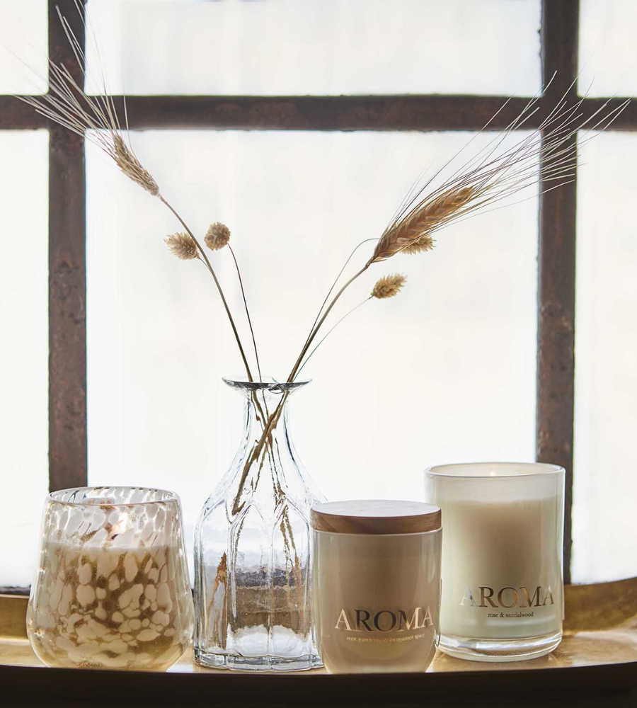 AROMA Doftljus S Lavender, orange & camomile, Brun/vit