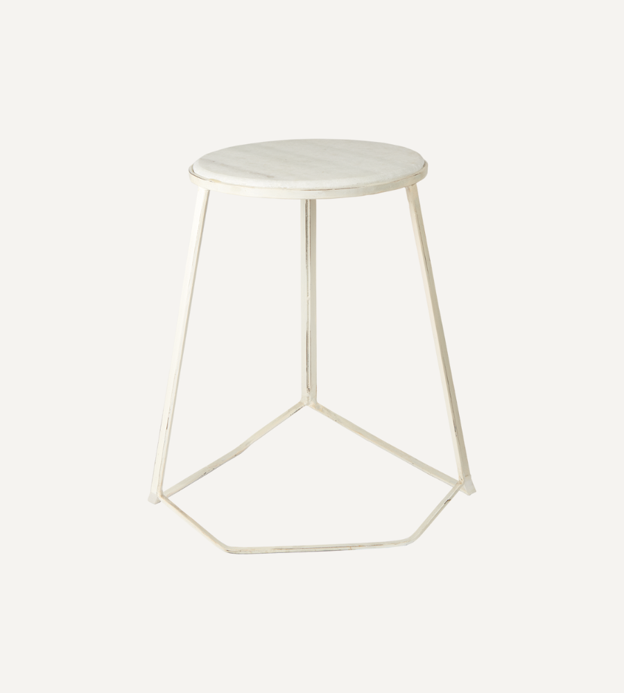 MARCELLO Pall i Järn & Marmor, Vit