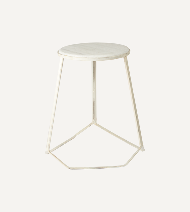 MARCELLO Pall i Järn & Marmor, Vit