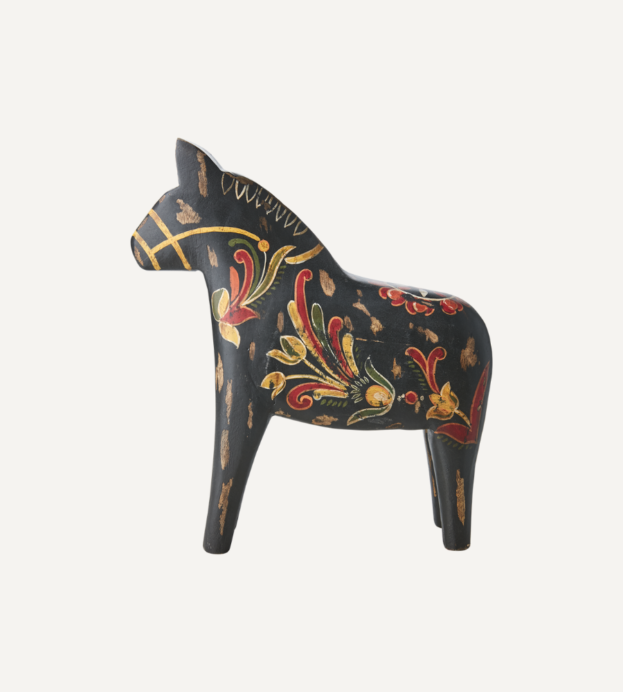 FÅLE Dalahäst, Svart/flerfärgad