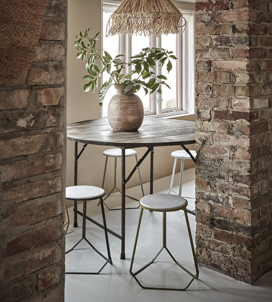 MARCELLO Pall i Järn & Marmor, Vit