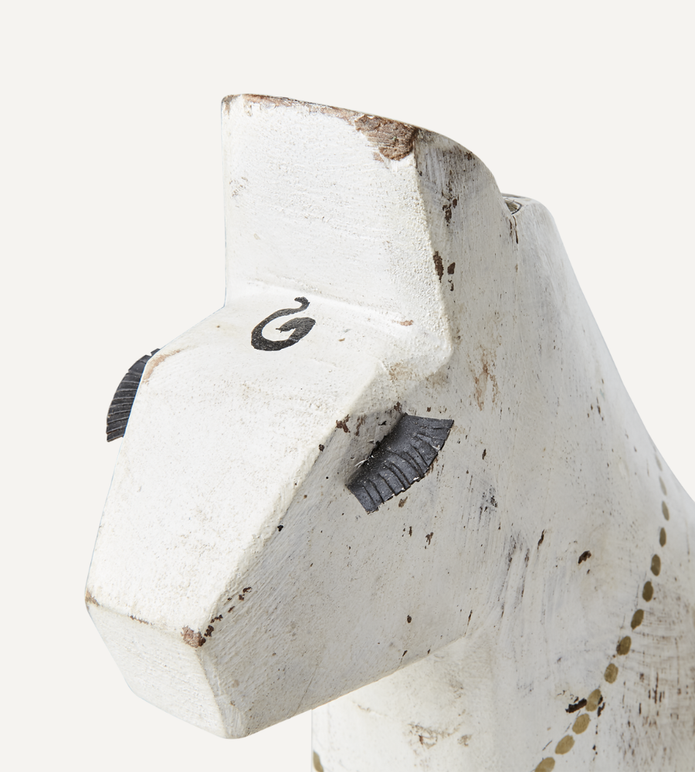 FÅLE Häst Lady, Vit – handgjord prydnadshäst i mangoträ