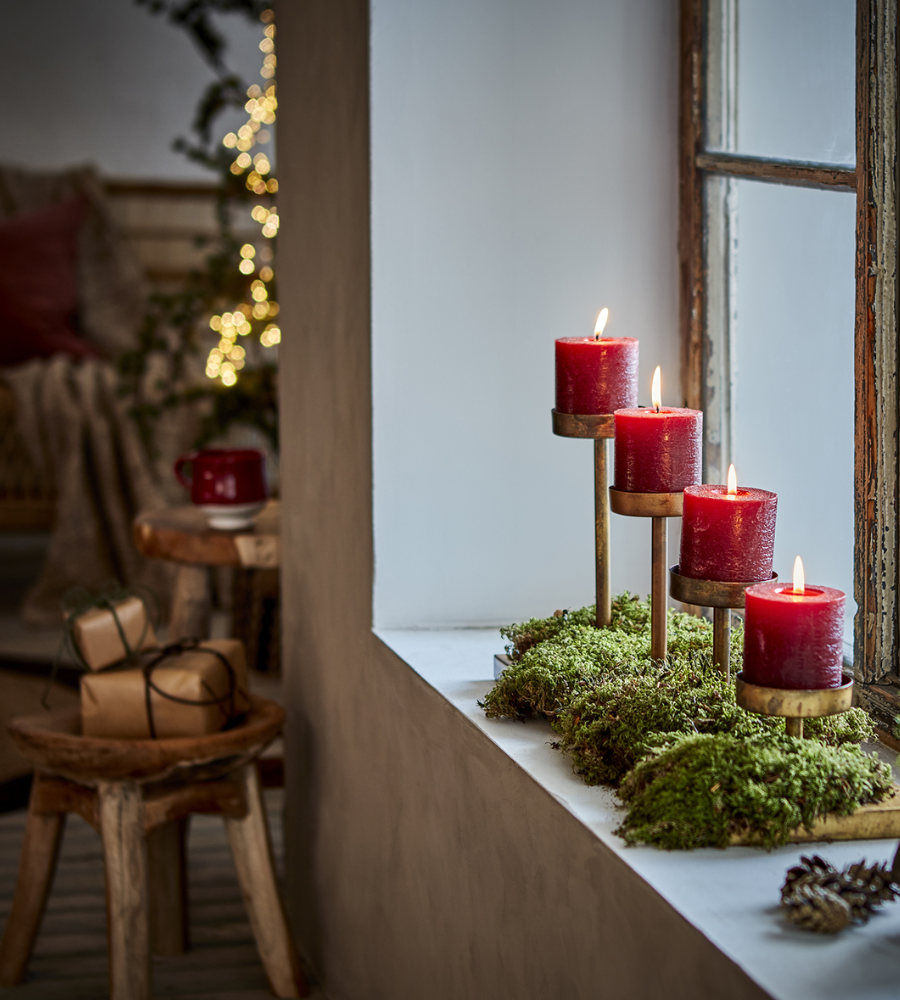 COTE NORD Blockljus, Röd Ø10xH10 cm