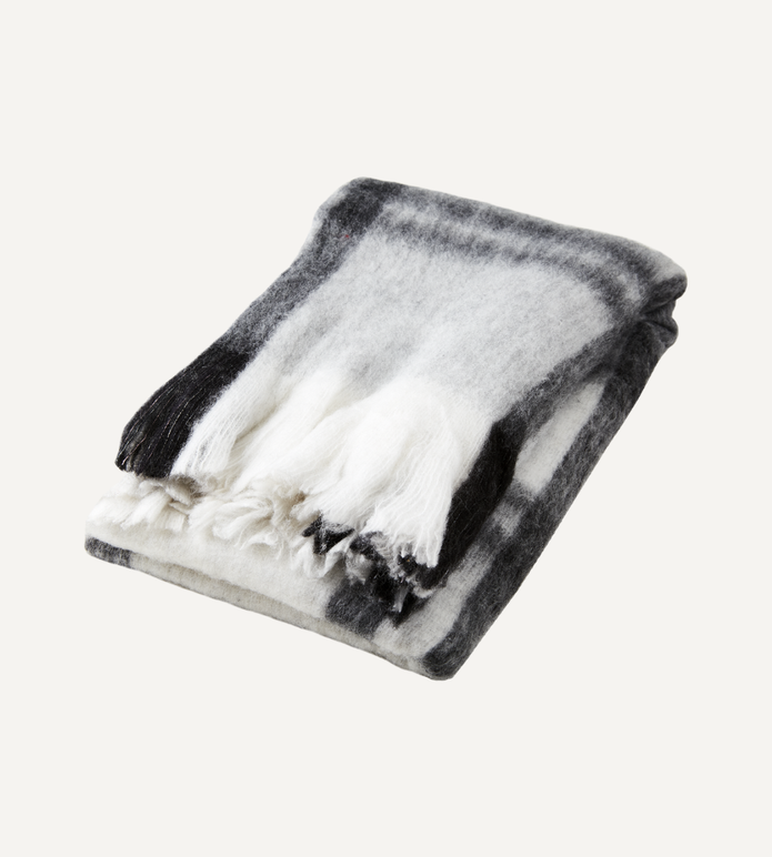 FRASSE Filt, Svart/grå/vit 160x130