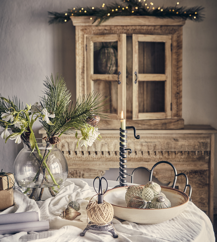 BIND Trådhållare med sax, Svart/natur