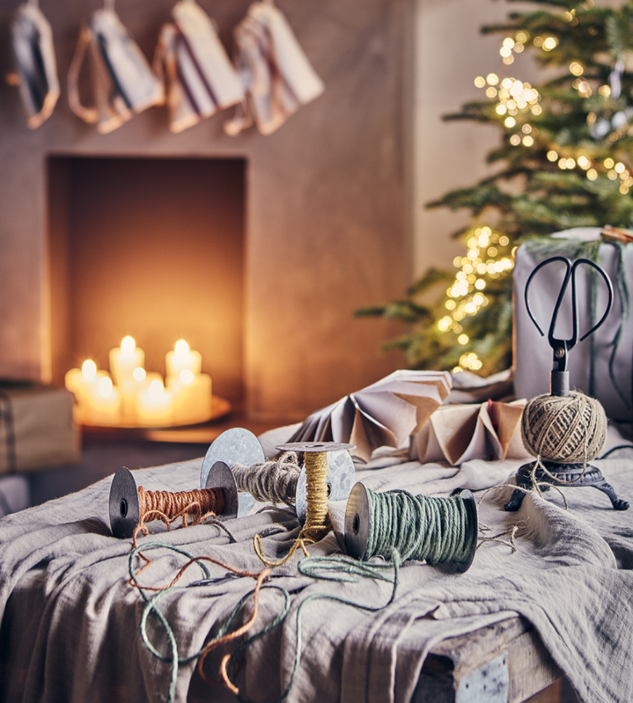 BIND Trådhållare med sax, Svart/natur