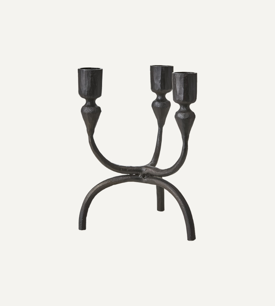THOR Kandelaber, Svart metall – handgjord ljusstake för tre ljus