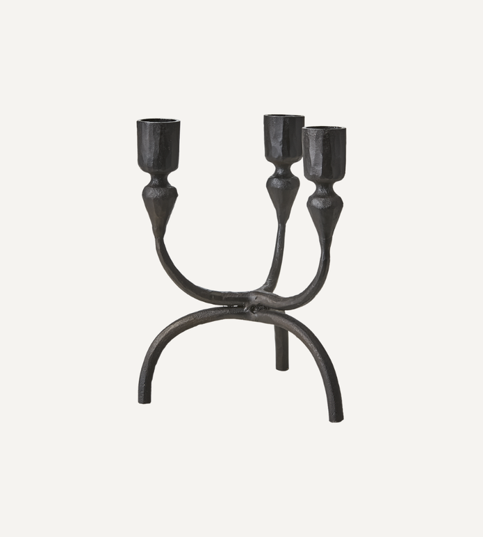 THOR Kandelaber, Svart metall – handgjord ljusstake för tre ljus