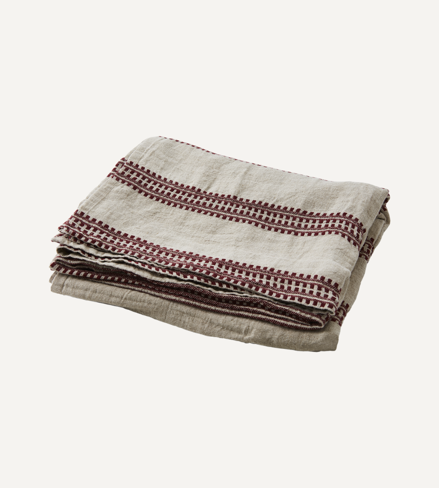 NOEL Bordsduk, Röd/lingrå 250x140