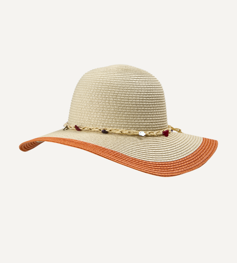 SAN REMO Solhatt med Orange Detalj, Natur/orange