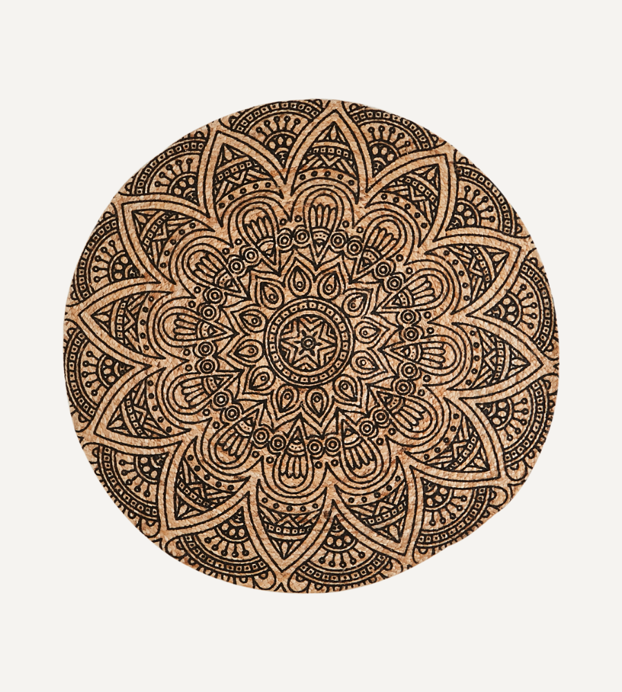 JUNI Matta M, Svart/natur Ø120 cm