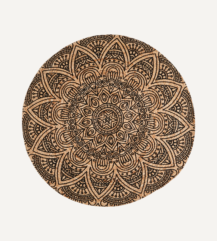 JUNI Rund matta M, Svart/natur Ø120