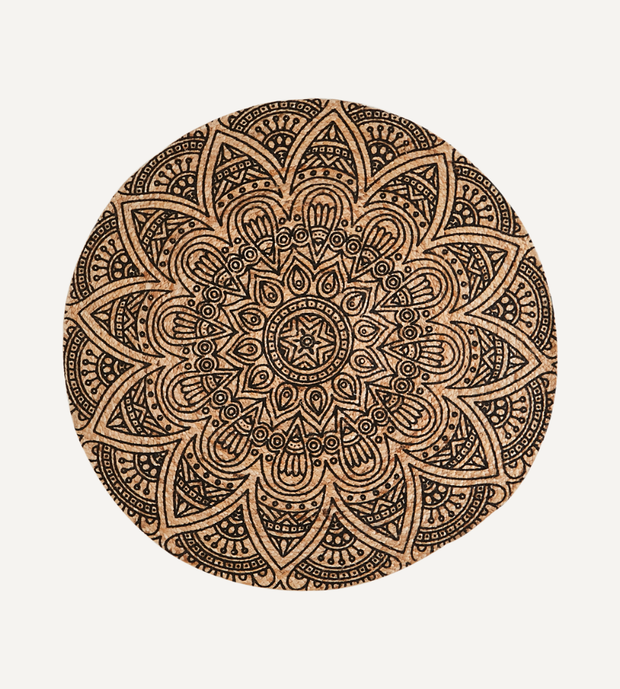 JUNI Rund matta M, Svart/natur Ø120